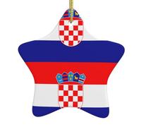 Décorations de Noël en céramique en forme d'étoile - Drapeau de la République de Croatie - Imprimé - Décoration d'intérieur pour centres commerciaux, maisons et points de vente au détail