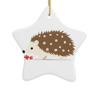 Décorations de Noël en céramique en forme d'étoile HJFCZH Floral hérisson cueillir des champignons pour décorations de vacances dans les centres commerciaux, supermarchés et maisons