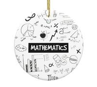 Décorations de Noël en céramique imprimées mathématiques pour femmes, décorations d'arbres de Noël - Ornements à suspendre