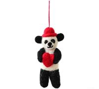 Décorations de Noël en feutre de laine naturelle faites à la main pour arbre à suspendre avec thèmes saisonniers (panda)