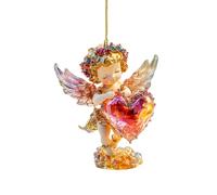 Décorations de Noël en forme d'ange en acrylique plat - Décorations d'arbre de Noël, pendentif sac à dos, pendentif de Saint-Valentin pour décoration murale