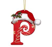 Décorations de Noël en forme de 26 lettres de l'alphabet personnalisées à suspendre pour sapin de Noël, cadeaux de fête (P)
