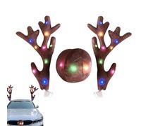 Décorations de Noël en forme de bois de rennes pour voitures, kit de décoration de voiture de Noël pour véhicules | Ensemble de voiture de renne de Noël pour SUV, camion