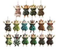 Décorations De Noël En Forme De Chat | Pendentif En Acrylique 2D Avec Motif Pour Décoration D'Intérieur | Ornement De Chat Pour Arbre De Noël - Pour Rétroviseur Voiture Sac Charme Cheminée Porte Entré