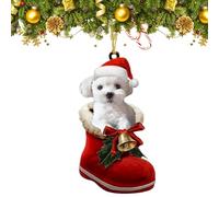 Décorations de Noël en forme de chien - Pendentif décoratif en forme de chien - 2D - Décoration saisonnière pour escalier, voiture, cheminée, porte, plafond