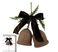 Décorations de Noël en Forme de Cloche Pendentif Rustique en Bois avec Un | Décorations de cloches à suspendre pour l'intérieur pour intérieur/extérieur, branche d'arbre, mur, fenêtre, coin,