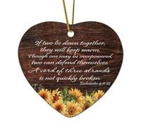 Décorations de Noël en forme de cœur en céramique Ecclésiaste 4:11 12 If Two Lie Down Together They Will Keep Warm Though One May Be Overpowered T Ornements pour sapin de Noël Souvenir souvenir
