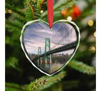 Décorations de Noël en forme de cœur - Pont de St Johns en verre de cristal à suspendre, pendentif personnalisé pour sapin de Noël pour cadeaux souvenirs de vacances (8,9 cm)