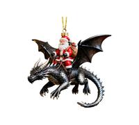 Décorations de Noël en forme de dragon en 2D, Père Noël chevauchant un dragon volant | Décorations de sapin de Noël | Pour les vacances, la maison, les fêtes, les fenêtres, les sacs à dos, les