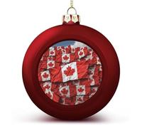 Décorations de Noël en forme de drapeau canadien - 7,6 cm - Décoration de sapin de Noël incassable avec cordon - Décoration de fête de mariage - Rouge - Cadeau souvenir