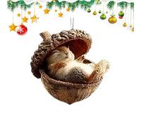 Décorations de Noël en forme de gland avec animaux | Pendentifs décoratifs en acrylique 2D, ornement avec motif animal,pour la maison, les fêtes, hiver, miroir, fenêtre, porte amoureux, nature