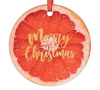 Décorations de Noël en forme de pamplemousse 2022 - Décorations de Noël amusantes pour arbres et fruits - Décorations de Noël personnalisées - Souvenir de Noël, Nouvel An - Cadeaux pour amis, 7,6 cm
