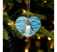 Décorations de Noël en forme de pingouin heureux dans l'eau - Ornements de Noël à suspendre pour décorations de sapin de Noël, décoration rustique et étiquettes cadeaux de fête