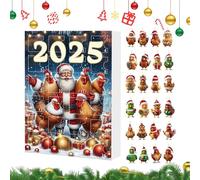 Décorations de Noël en forme de poule | Pendentifs en acrylique 2D en forme de poussin mignon - Calendrier de compte à rebours 2025 de 24 jours, pendentif animal pour sapin de Noël, voiture