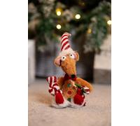 Décorations de Noël en forme de rat en pain d'épices Marco Paul - 33 cm - Décoration de Noël en forme de souris en forme de sucre d'orge en peluche avec bonnet de Père Noël - Décoration de table