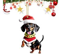 Décorations de Noël en forme de teckel, décorations d'arbre de Noël - Mignons chiens de teckel acrylique 2D - Ornement de sac à dos, pendentif de voiture, décorations d'arbre de noël pour fenê