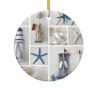 Décorations de Noël en forme d'étoile de mer et phare, décorations de vacances, arbre de Noël en céramique à suspendre