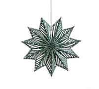 Décorations de Noël en forme d'étoile en papier origami, décorations à suspendre pour les vacances et les événements, conçues pour un assemblage facile et un rangement peu encombrant (30 cm, vert)