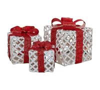 Décorations de Noël en intérieur 3pcs LED éclairés Boîte présente Festive Amosphère visuels Boîtes de Cadeaux Noël pour la Maison Bureau Bureau