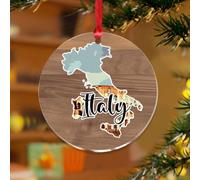 Décorations de Noël en Italie - Œuvre d'art moderne - Paysage urbain - Souvenir de ferme - Disques en acrylique transparent - Souvenir pour décoration de sapin de Noël - Étiquettes cadeaux - Plaques