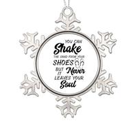 Décorations de Noël en métal avec citations « You Can Shake The Sand From Your Shoes But It Never Leaves Your Soul » en forme de flocon de neige pour décoration de sapin de Noël, cadeau de vacances