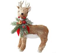 Décorations de Noël en mousse avec motifs renard, écureuil et renne pour décoration de fenêtre et de maison avec détails rustiques en herbe tissée (C)