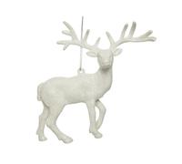 Décorations de Noël en plastique Cerf 14cm blanc