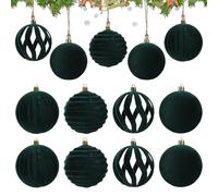 Décorations De Noël En Velours - Rouge Et Vert En Velours Incassable - Ensemble De 12 Pièces De Décorations Pour Sapin De Noël - Pour Fête Décoration Maison Intérieur Extérieur Cheminée Cuisine Chambr
