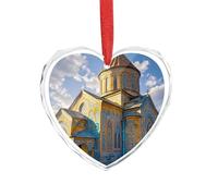 Décorations de Noël en verre de cristal avec impression église arménienne pour sapin de Noël, décoration de fête de mariage ou d'intérieur