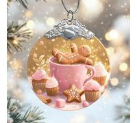 Décorations de Noël en verre en forme de bonhomme en pain d'épices - Décoration de Noël pour sapin de Noël, fenêtre, chambre à coucher, porte, bureau, magasin, 7,6 x 7,6 cm