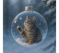 Décorations de Noël en verre en forme de chat mignon, boule de Noël, décoration d'animaux 3D vives pour les amateurs de chats, pièce maîtresse de fête, décoration d'intérieur d'automne et d'hiver