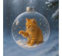 Décorations de Noël en verre en forme de chat mignon, boule de Noël, décoration d'animaux 3D vives pour les amateurs de chats, pièce maîtresse de fête, décoration d'intérieur d'automne et d'hiver