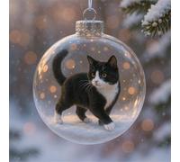 Décorations de Noël en verre en forme de chat mignon, boule de Noël, décoration d'animaux 3D vives pour les amateurs de chats, pièce maîtresse de fête, décoration d'intérieur d'automne et d'hiver