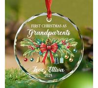 Décorations de Noël en verre personnalisé pour les nouveaux grands-parents 2025, décoration de sapin de Noël pour grand-parents pour la première fois, cadeau de Noël personnalisé pour le nom de bébé