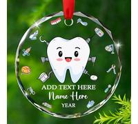 Décorations de Noël en verre personnalisées pour dentistes, décoration de Noël 2025, 1er Noël en tant que dentiste, cadeau pour l'obtention d'un diplôme, texte personnalisé/année/nom des dentistes