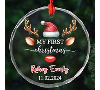 Décorations de Noël en verre pour enfants, bébés, garçons et filles, décoration personnalisée pour le 1er Noël 2025, date et nom personnalisés de mon 1er Noël, cadeaux décoratifs mignons pour bébé