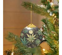 Décorations de Noël en verre teinté pour sapin de Noël à suspendre en cristal - Une bouffée dans le temps - Décoration de marijuana - Cercle - Cadeau souvenir à suspendre pour sapin de Noël