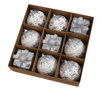 Décorations de Noël Ensemble de 9 décorations Noël incassables pour Sapin avec des Couleurs Rouge, Blanc, Argent, Vert, Bleu, Or et P Ink B Alls
