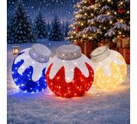 Décorations de Noël extérieures - Boule de vacances pop-up lumineuse avec 80 lumières LED, 8 modes d'éclairage - Décorations de vacances lumineuses et pliables pour cour, maison