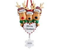 Décorations de Noël Famille Personnalisées avec Noms, Famille de 2/3/4/5/6, Pendentif Personnalisé en Forme de Cœur et d'élan pour Décorations d'arbre de Noël, Ornements Suspendus d'ambiance de Noël