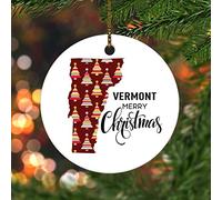 Décorations de Noël fantaisie - Carte de l'État du Vermont des États-Unis - Décorations de Noël pour sapin de Noël - Souvenir rond en porcelaine - Cadeau souvenir pour les parents, les enfants