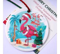 Décorations de Noël flamant rose - Décoration en céramique avec citations d'amitié pour femme, meilleure amie, sœur, collègue ou toute personne qui aime le style amusant et funky, pour sapin de Noël