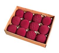 Décorations De Noël Floquées en Velours De 2,3 Pouces | Boules d'arbre De Noël Incassables - 12 Pièces | Décorations d'hiver Élégantes pour L'entrée, La Maison Familiale, La Ferme Et Les Célébrations