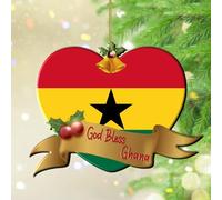 Décorations de Noël « God Bless Ghana » - Drapeau du monde mondial - Décoration de sapin de Noël - Souvenir international - Boule de Noël en acrylique pour décoration de sapin de Noël