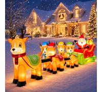Décorations de Noël gonflables géantes de 3,7 m, Père Noël gonflable sur traîneau et renne, avec lumières LED pour intérieur ou extérieur, décoration de vacances