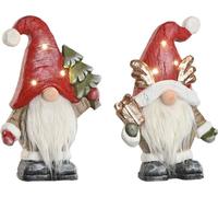 Décorations de Noël Home ESPRIT Blanc Rouge Nain 25 x 11,5 x 38 cm (2 pièces)