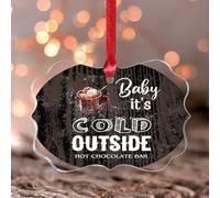 Décorations de Noël Hot Cocoa Baby It's Cold Outside Décorations de Noël Nouvel An Bonbons Nain de Noël Souvenir Décorations de fête de Noël Pendentif papillon en acrylique transparent unique pour les