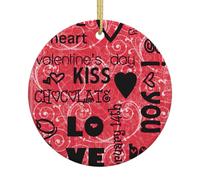 Décorations de Noël imprimées pour la Saint-Valentin, décorations d'arbre Xmax ornement décoratif à suspendre, cadeaux en céramique, décoration d'intérieur