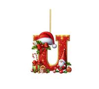 Décorations de Noël initiales pour décorations de sapin, pendentif personnalisé à suspendre en forme de lettre de l'alphabet pour sapin de Noël, loisirs créatifs, décorations de Noël (U)