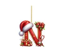 Décorations de Noël initiales pour décorations de sapin, pendentif personnalisé à suspendre en forme de lettre de l'alphabet pour sapin de Noël, loisirs créatifs (N)